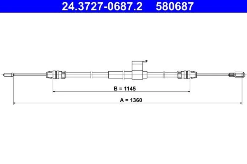 Image of ATE 24.3727-0687.2 Brake Cable 1360mm Cable,parking brake (124)