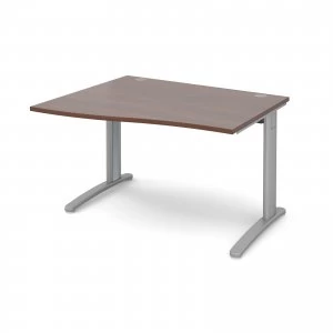 Image of TR10 Left Hand Wave Desk 1200mm - Silver Frame Walnut Top