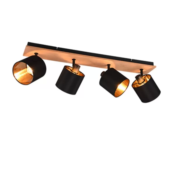 Image of Tommy Modern 4 Light Ceiling Spotlight Bar Wood coloured