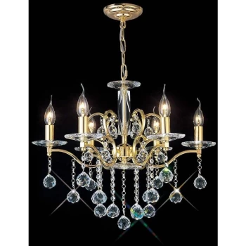Image of Zinta pendant light 6 Bulbs gold / crystal
