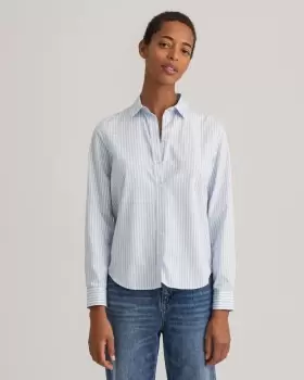 Image of GANT Women Regular Fit Striped Broadcloth Shirt (34) Blue