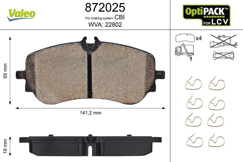 Image of Brake pad set VALEO 872025