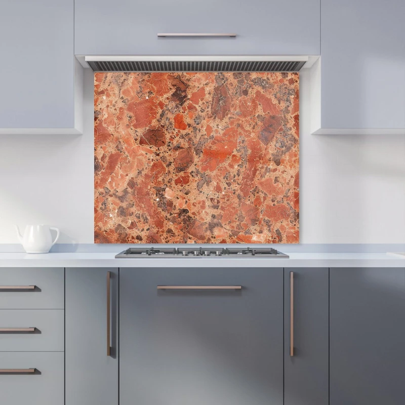 Image of Warren Reed - Designer Authentic Terracotta Quartz Effect Kitchen Splashback in Brown Size: 600mm x 750mm Brown Unisex 600mm x 750mm