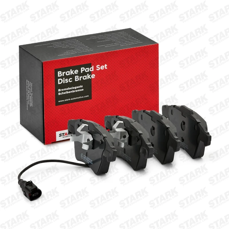 Image of STARK SKBP-0011221 Brake pad set Front Axle, with integrated wear warning contact, with piston clip Brake Pad Set,disc brake (402)