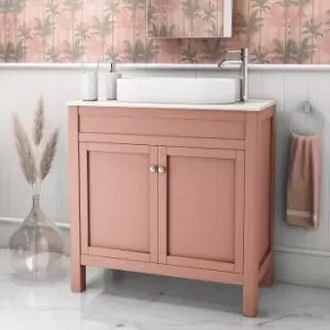 Image of 800mm Pink Freestanding Countertop Vanity Unit with Basin - Avebury