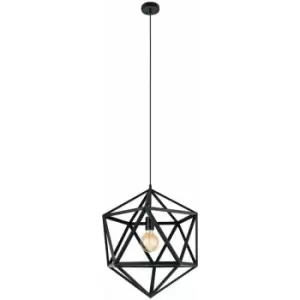 image of Hanging Ceiling Pendant Light Black Prism 1x 60W E27 Geometric Feature Lamp