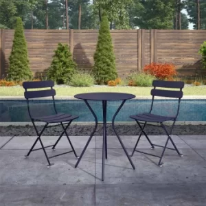 Image of Bistro Set with Round Table and 2 Folding Chairs, Navy