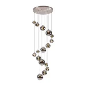 image of Marshall Ceiling Pendant, 16 Light G9, Satin Nickel, Chrome Plated Glass