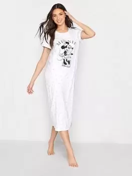 image of Long Tall Sally Minnie Heart Aop Maxi Nightdress - White, Size 10-12, Women