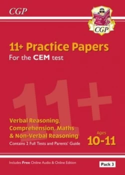 Image of 11+ CEM Practice Papers Ages 10-11 - Pack 3 with Parents Guide & Online Edition by CGP Books