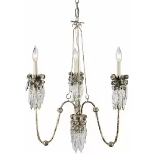 Image of 3 Bulb Chandelier Hanging Pendant LIght Beige Patina & Gold LED E14 60W Bulb