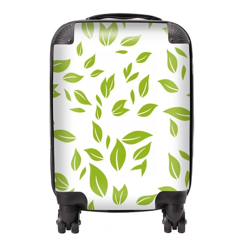 Image of Warren Reed - Designer Green Leaves Suitcase Size: Large Green Unisex Large