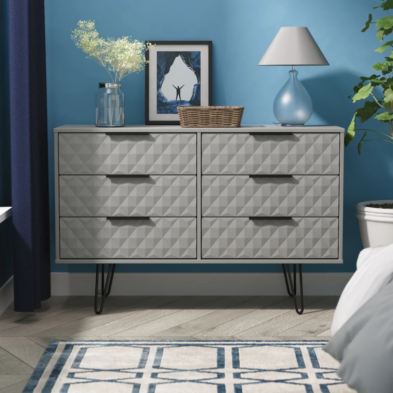 Image of Harlequin 6 Drawer Midi Chest in Dusk Grey - Ready Assembled - Lewis's Home TJ Hughes 5056812209761