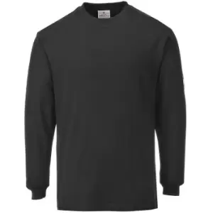 Image of Portwest - FR11BKRL - sz L Flame Resistant Anti-Static Long Sleeve T-Shirt - Black - Black
