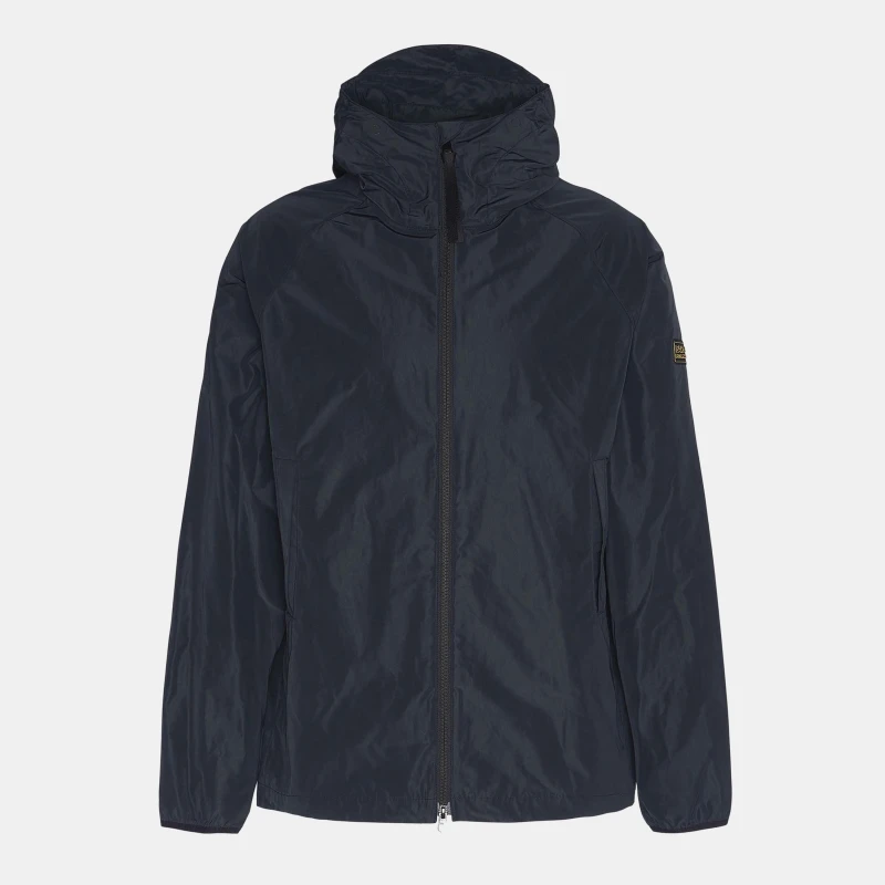 Image of Barbour International Mens Porter Showerproof Hooded Long Sleeve Rain Anorak Black BK11 male L