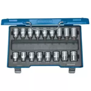 image of Gedore Screwdriver bit socket set 1/2" 17 pcs TORX