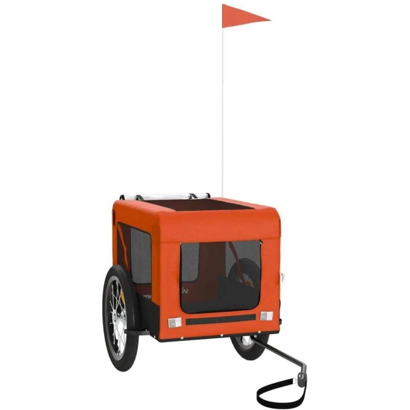 Image of vidaXL Dog Bike Trailer Orange and Black Oxford Fabric&Iron, Orange 93914