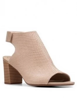 image of Clarks Deva Bell Leather Peep Toe Sandal - Sand