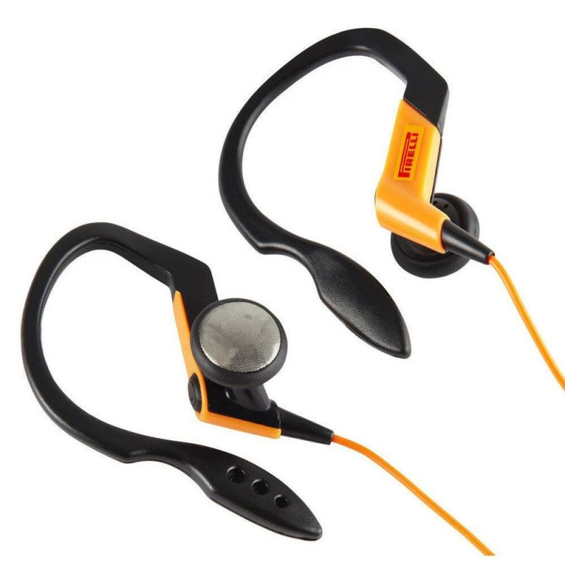 Image of Pirelli Pirelli Ear Clip Sports Headphones Bass Pipe Design 3.5mm Stereo Jack 15mm Unit - Black / Orange