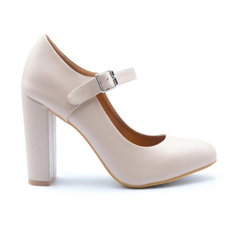 Image of Where's That From 'Michelle' Block High Heel Pump Nude