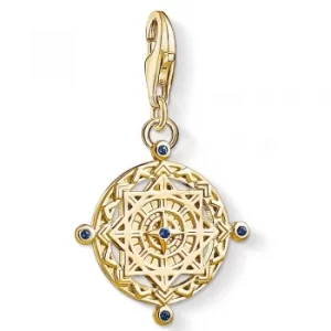 image of THOMAS SABO Gold Plated Blue Spinel Compass Charm 1662-922-39