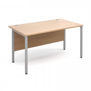 Image of Maestro 25 SL Straight Desk 1400mm x 800mm - Silver H Frame Beech top