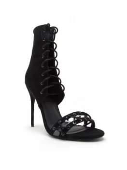 image of Qupid Helsa 01 Strap Peep Toe Boot Black