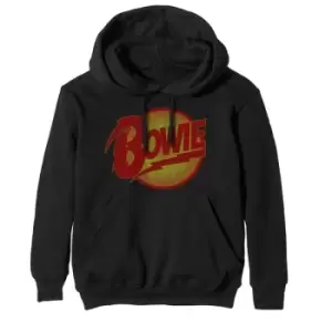 Image of David Bowie - Vintage Diamond Dogs Logo Unisex Small Pullover Hoodie - Black