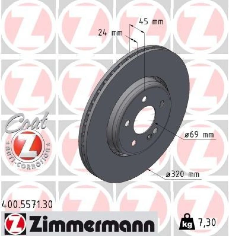 Image of ZIMMERMANN Brake disc ZIMMERMANN 400.5571.30