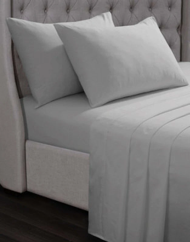 Image of Smart Living Smart Living Luxury 100% Cotton 35cm Deep Fitted Sheet - Soft & Hypoallergenic in Silver Size: Single Fitted Silver Single Fitted Unise