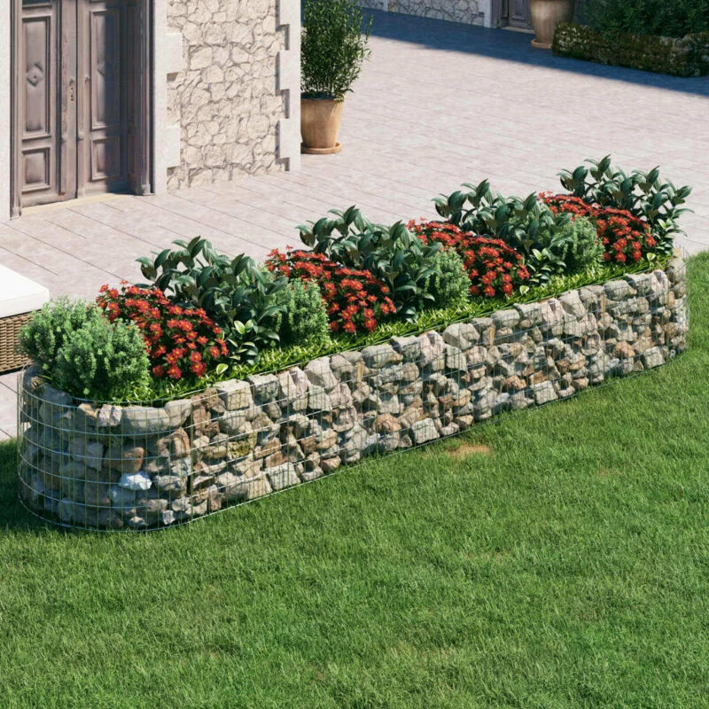 Image of vidaXL Gabion Raised Bed Galvanised Iron 400x100x50 cm, Silver 152042