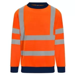 Image of PRO RTX Mens High Visibility Sweatshirt (5XL) (Orange/Navy) - Orange/Navy
