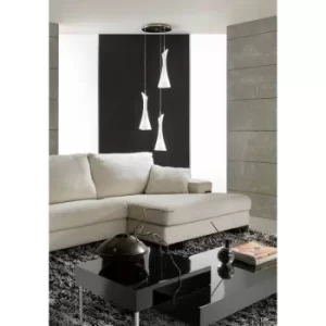 image of Zack pendant lamp 3 bulbs E27 round, satin nickel