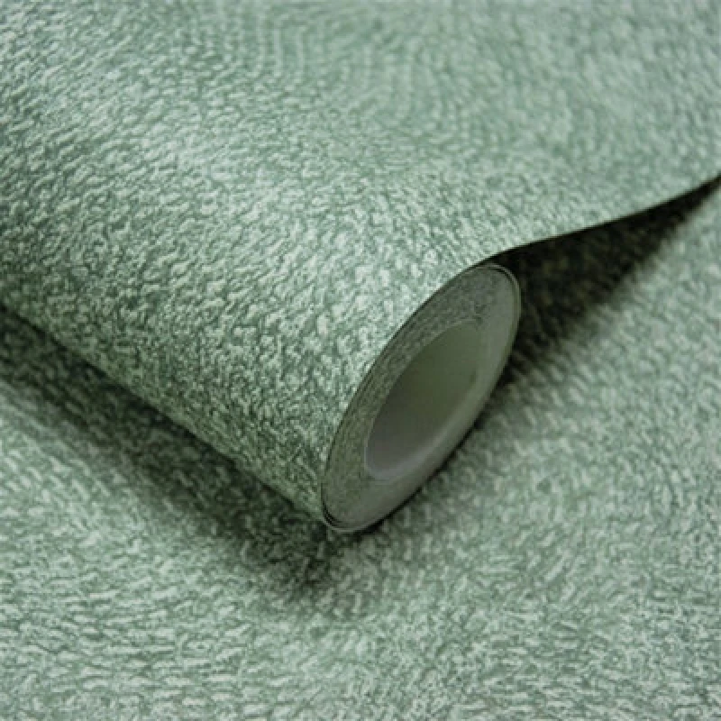Image of Grandeco Santiago Swirled Stitch Textured Blown Vinyl Wallpaper, Green