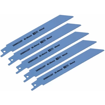 Image of Sealey - SRBR622EF Reciprocating Saw Blade Metal 150mm 18tpi - Pack of 5