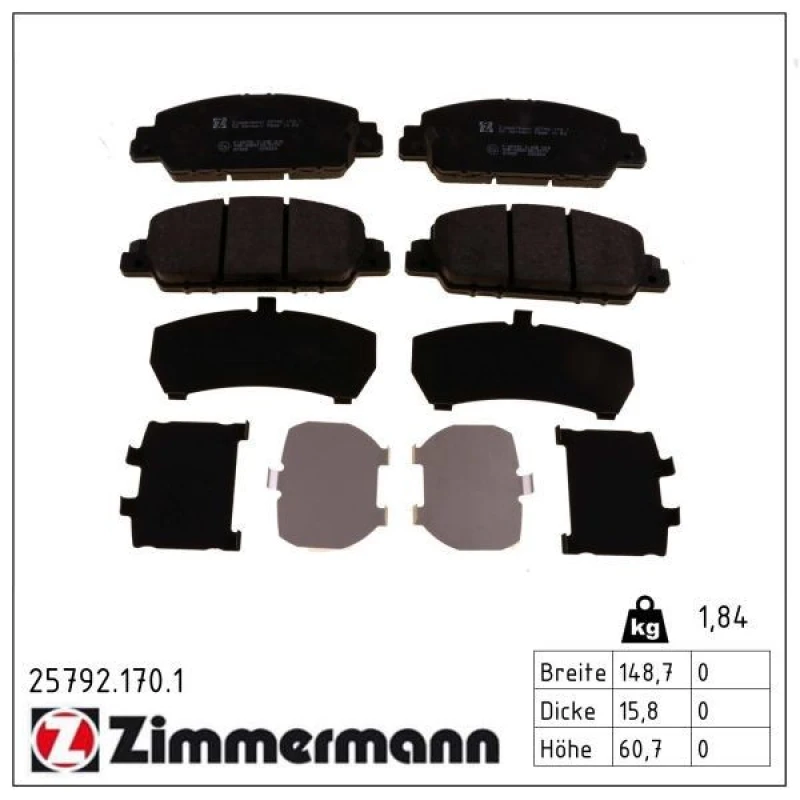 Image of ZIMMERMANN Brake pad set ZIMMERMANN 25792.170.1