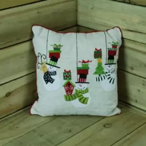 Image of 40cm x 40cm Christmas Design Cushion With Snowmen