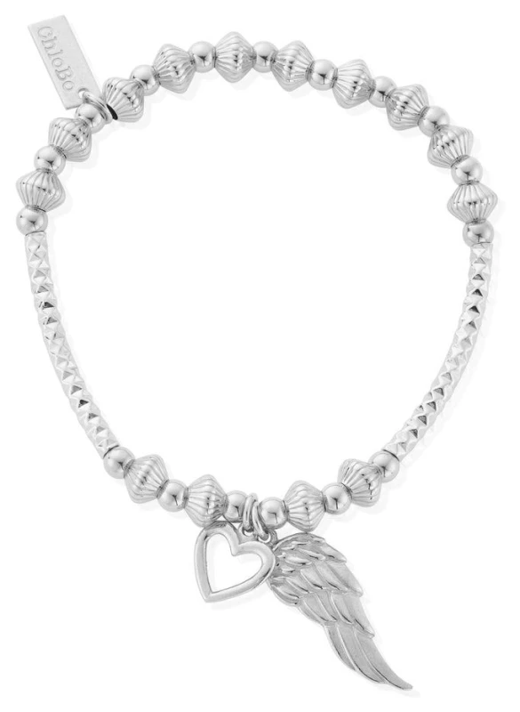 Image of ChloBo SBHNCD007703 Pattern Noodle Disc Heart And Angel Wing Jewellery