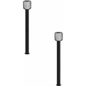 image of Loops - 2 pack IP44 Outdoor Bollard Light Black Zinc Plated Steel 1x 28W E27 Post