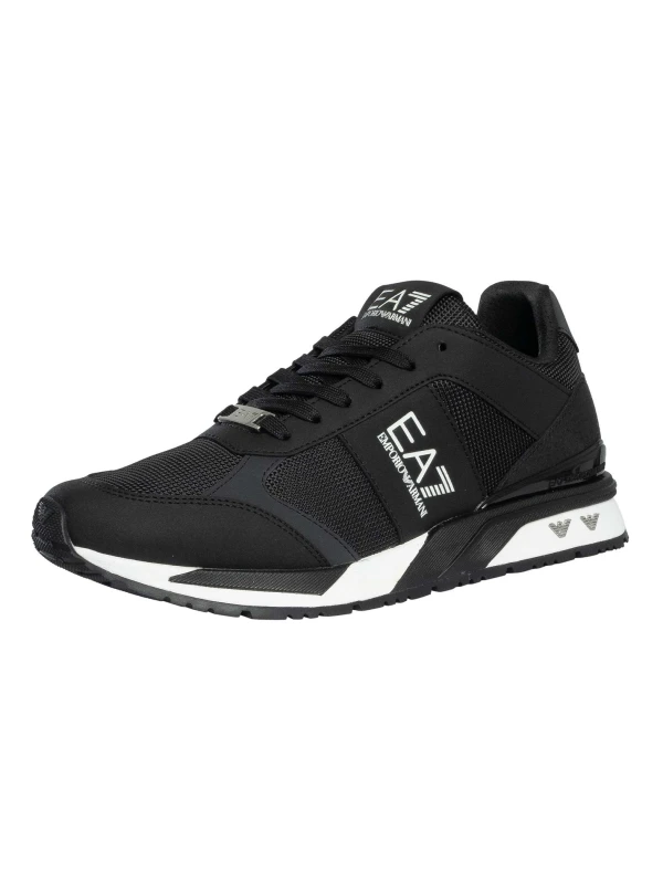 Image of EA7 Mesh Logo Trainers Black/Silver/White 10 UK