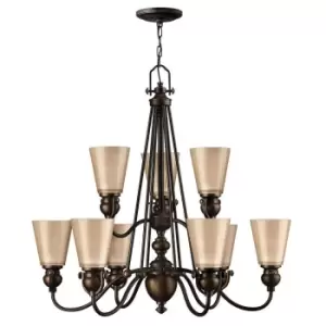 Image of 9 Bulb Chandelier Hanging Pendant LIght Olde Bronze LED E27 60W Bulb
