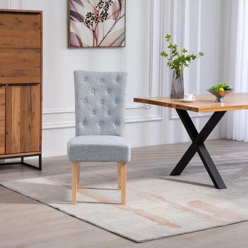 Image of Artemis Home Set of 2 Pienza Fabric Dining Chairs - Set of 2 in Light Grey Light Grey Unisex
