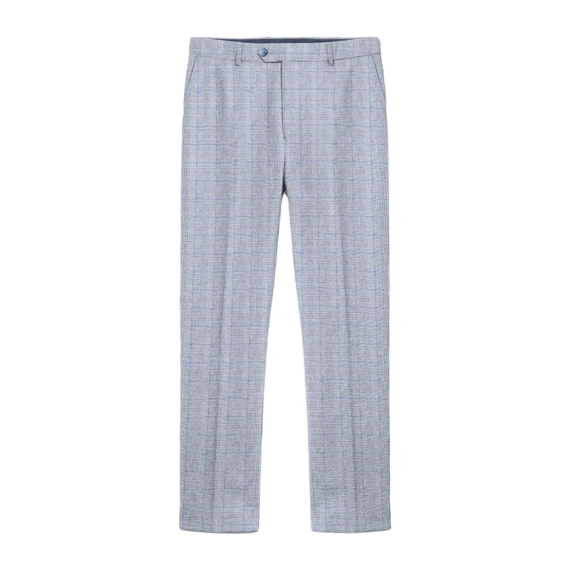 Image of Lambretta Lambretta Men George Pow Check Suit Trousers in Grey Size: 34R Grey 34R Male 5063703660693