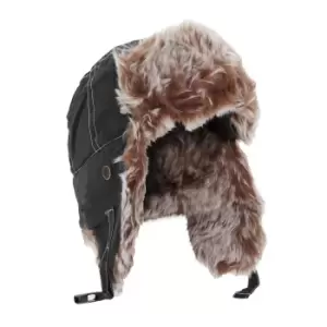 Image of Result Unisex Classic Thermal Winter/Ski Sherpa Trapper Hat (S) (Jet Black)