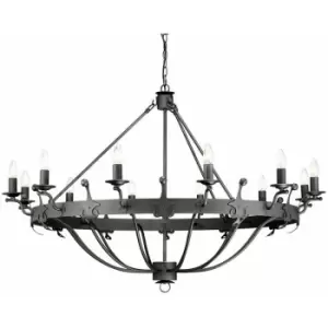 image of 12 Bulb Chandelier Hanging Pendant LIght Graphite Finish LED E14 60W Bulb