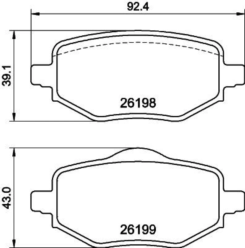 Image of HELLA Brake pad set HELLA 8DB 355 040-971