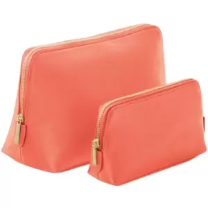 Image of Bagbase Boutique Leather-Look PU Toiletry Bag (L) (Coral)