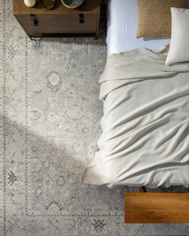 Image of Becki Owens X Livabliss Vintage Oriental Boho Light Grey Davina Area Rug 160 X 213cm - Easy Care, Ideal For Living Room & Bedroom