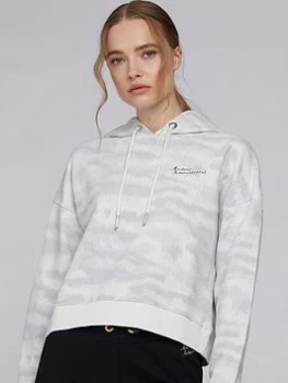 Image of Barbour International Galvez Embroidered Script Logo Hoodie - Camo, Green, Size 14, Women