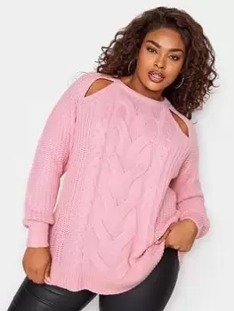 Image of Yours Cable Cut Out Jumper Orchid, Pink, Size 18-20, Women